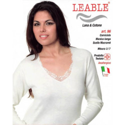 LEABLE 3 CANOTTE DONNA TAGLIE FORTI LANA E COTONE MANICA LUNGA 96