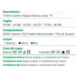 CIELLEGI 3 T-SHIRT UOMO TAGLIE FORTI FILO DI SCOZIA SCOLLO A V 701