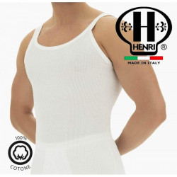 HENRI 6 CANOTTA UOMO COTONE SPALLA STRETTA 59 BIANCO