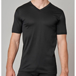 GICIPI 3 MAGLIA UOMO TAGLIE FORTI FILO DI SCOZIA MANICA CORTA COLLO V 261 NERO