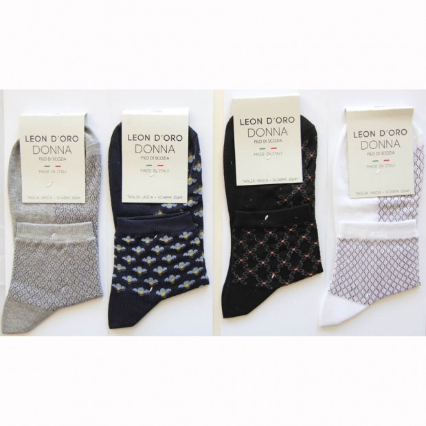 LEONDORO 6 PAIA CALZA DONNA FILO DI SCOZIA CORTA 514 TRIS LINDA