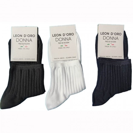 LEONDORO 6 PAIA CALZA DONNA FILO DI SCOZIA CORTA 570