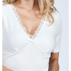 Maglia donna manica corta lana e cotone Mare 269