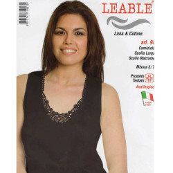 LEABLE 3 CANOTTIERE DONNA LANA E COTONE SPALLA LARGA 94 NERO