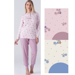 Pigiama donna taglie forti caldocotone interlock Karel KY7001