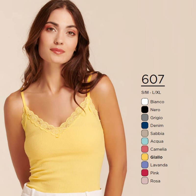 Top donna spalla stretta cotone Basic Cotton 607