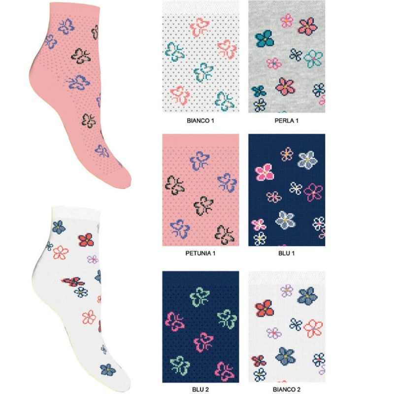Calza bimba corta cotone Enrico Coveri Pretty 293ass - 6 paia