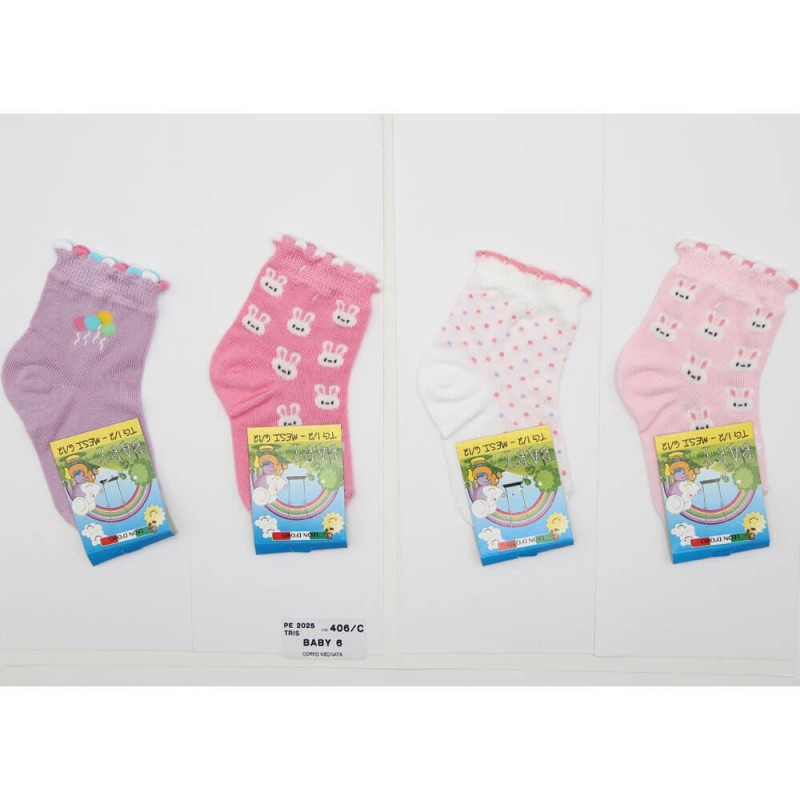 LEONDORO 6 PAIA CALZA BABY COTONE CORTA 406/C