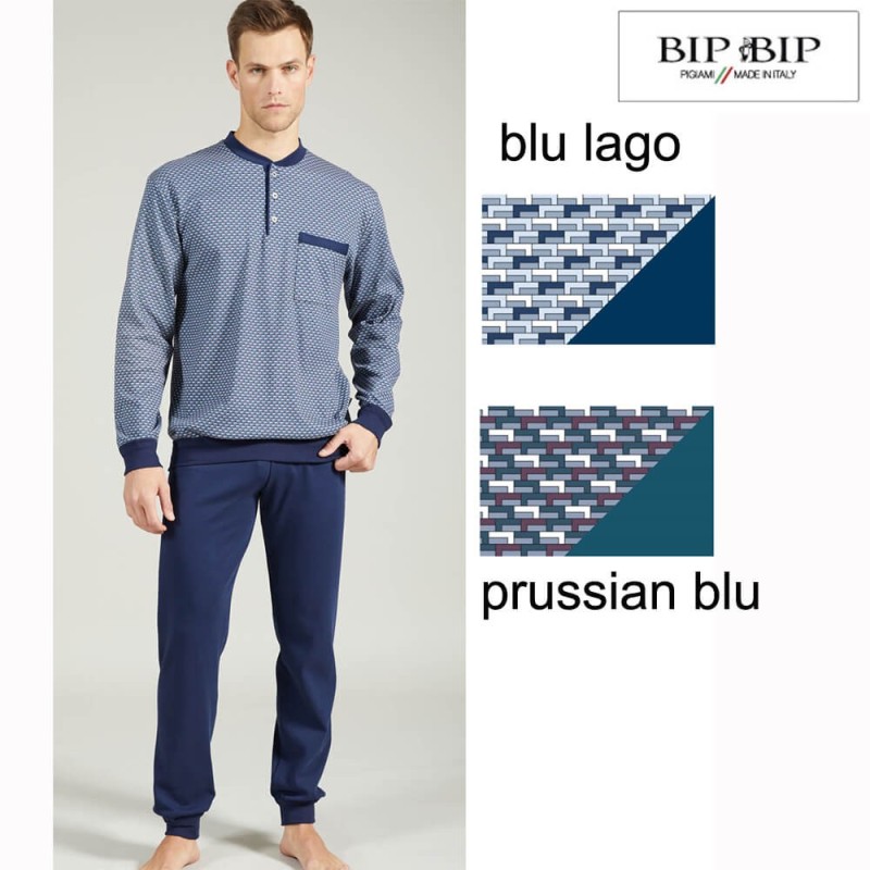 Pigiama uomo taglie forti caldocotone interlock Bip Bip 7212