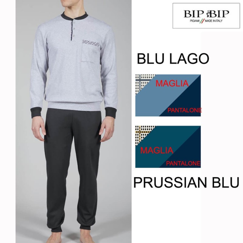 Pigiama uomo taglie forti caldocotone interlock Bip Bip 6438