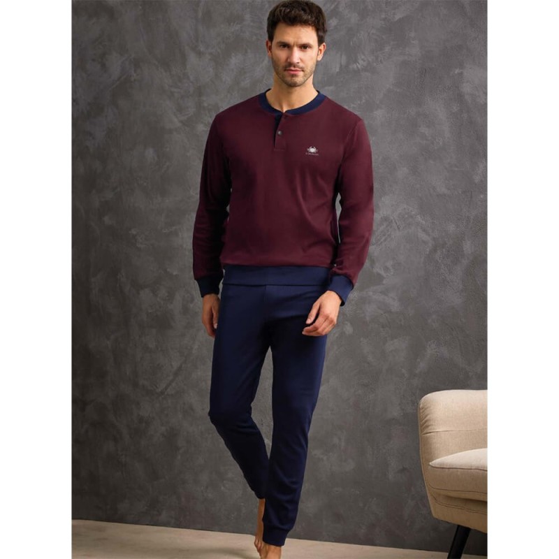 Pigiama uomo taglie forti caldocotone interlock Il Granchio GP2093/C