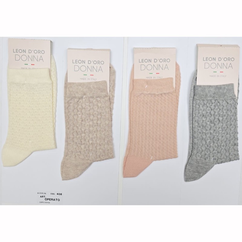 Calza donna corta caldocotone elasticizzato Leondoro 408 - 6 paia
