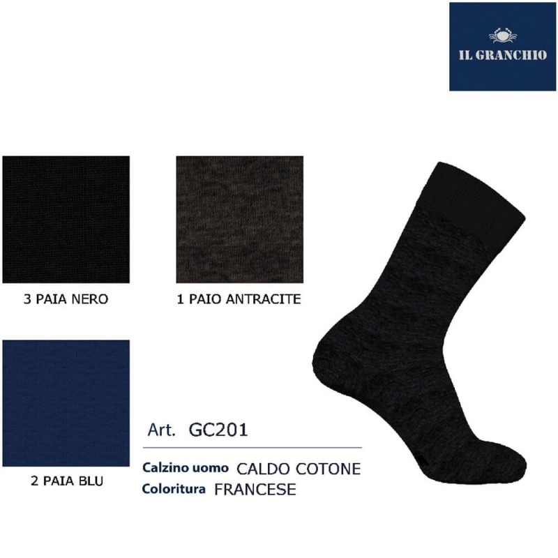 Calza uomo corta caldocotone Il Granchio GC201 - 6 paia