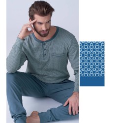 Pigiama uomo taglie forti caldocotone interlock Karel KF9307