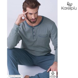 Pigiama uomo taglie forti caldocotone interlock Karel KF9307