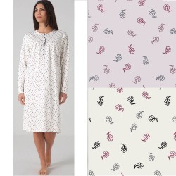 Camicia da notte donna taglie forti caldocotone interlock Karel KF5017