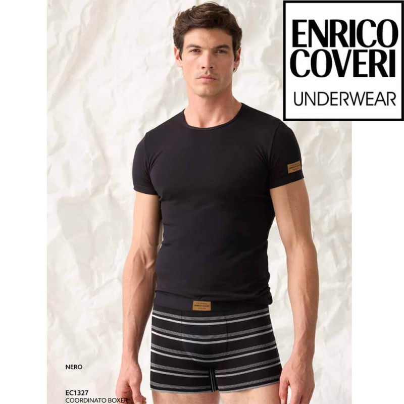 Coordinato uomo boxer e t-shirt cotone elasticizzato Enrico Coveri EC1327