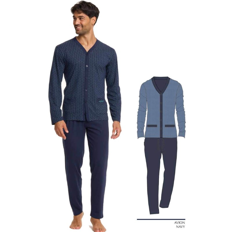 Pigiama uomo aperto cotone Notte&dì NJ114A