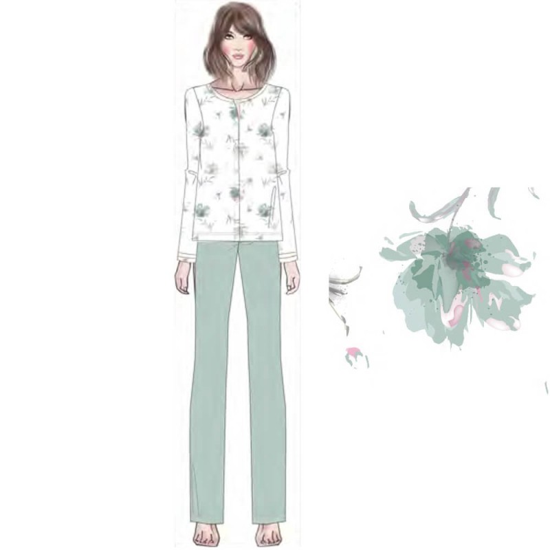 Pigiama donna aperto cotone Nottingham NPB030