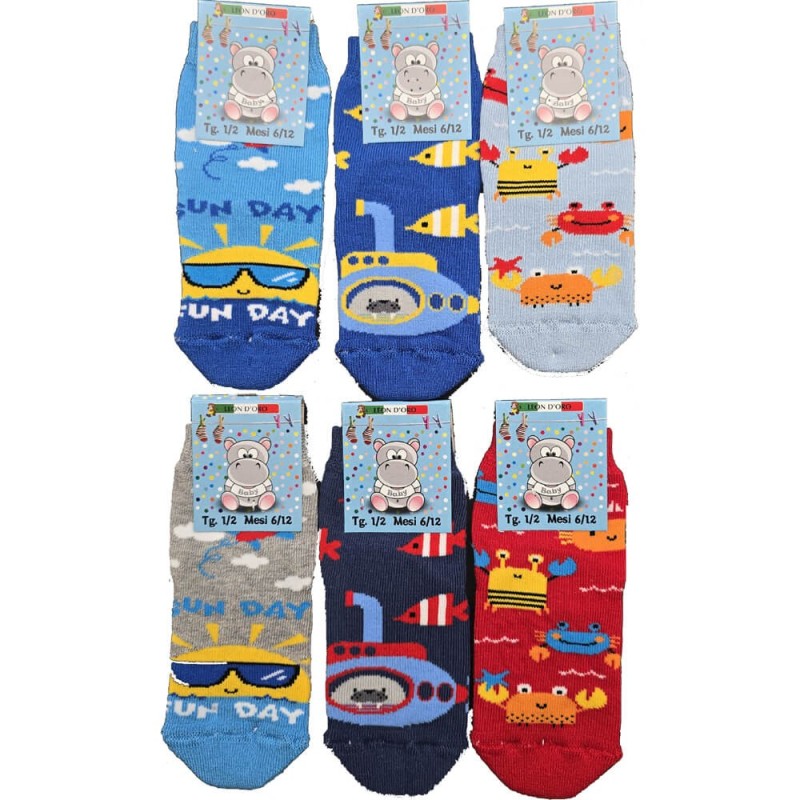 LEONDORO 6 PAIA ANTISCIVOLO COTONE BABY 55/B