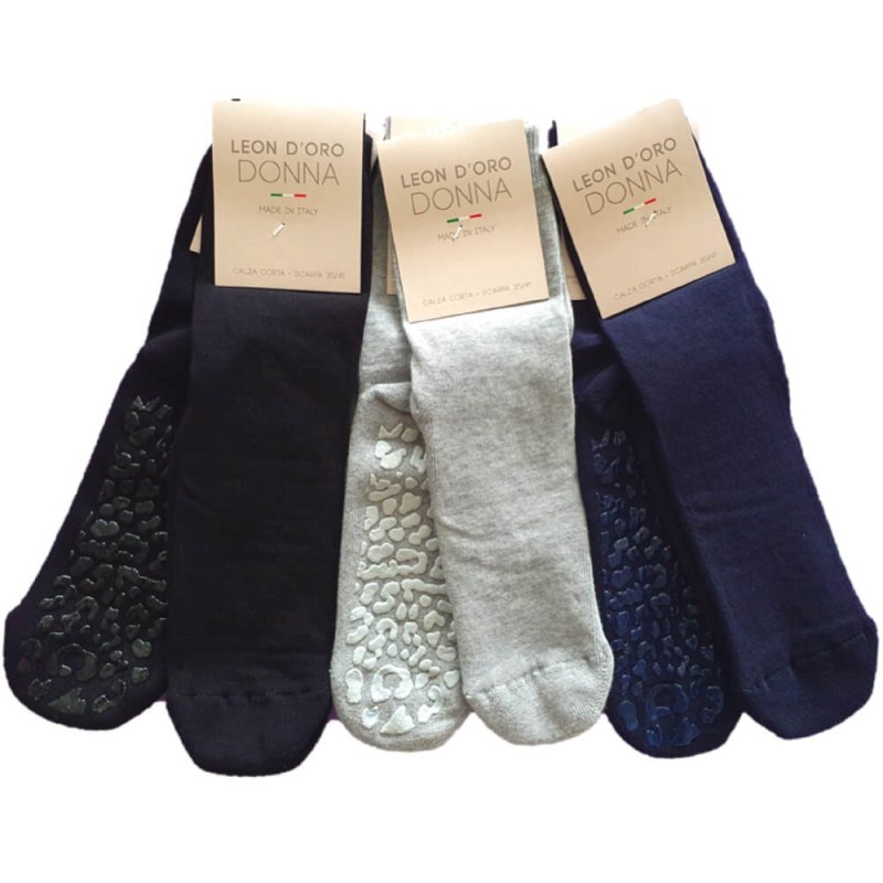 Antiscivolo donna corto cotone Leondoro 058 - 6 paia