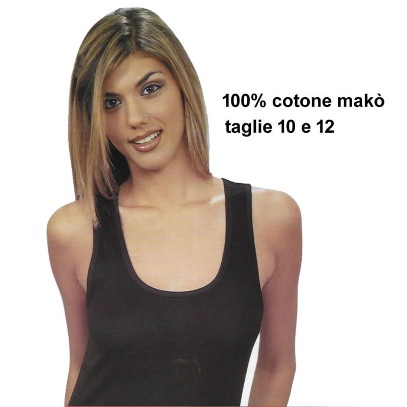 Canottiera donna taglie forti spalla larga cotone Leable 1542 - 6 pezzi taglie 10 e 12