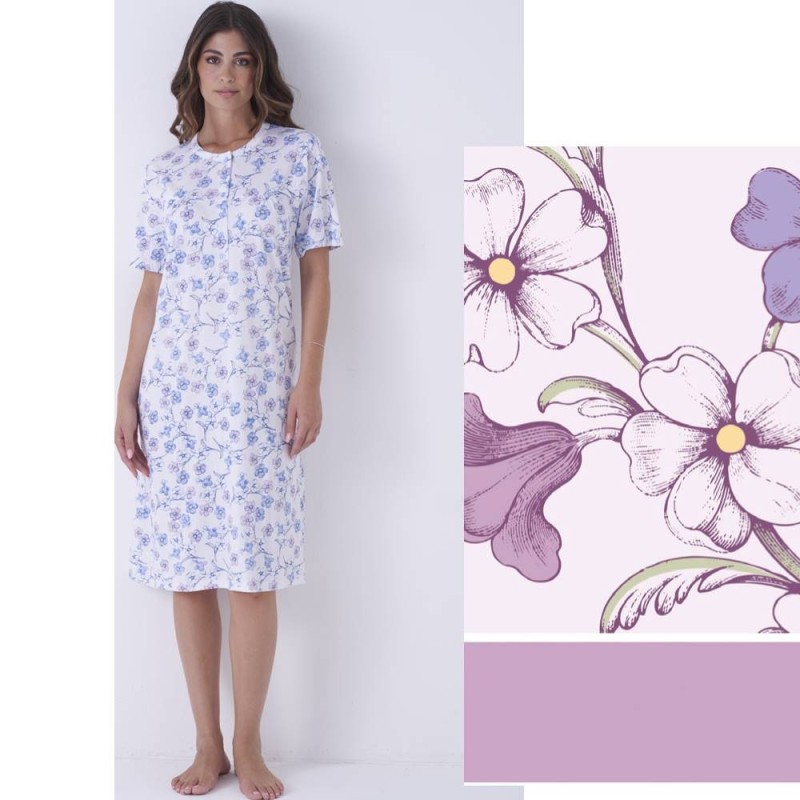 Camicia da notte donna cotone Karel 0019