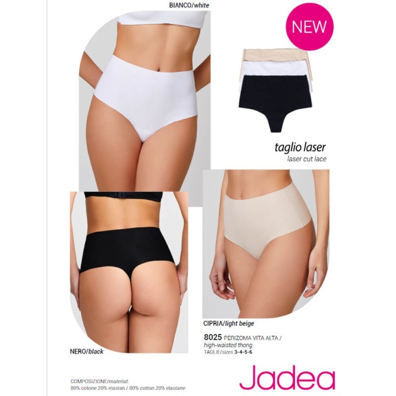 Perizoma donna vita alta taglio laser cotone elasticizzato Jadea 8025 - 3 pezzi