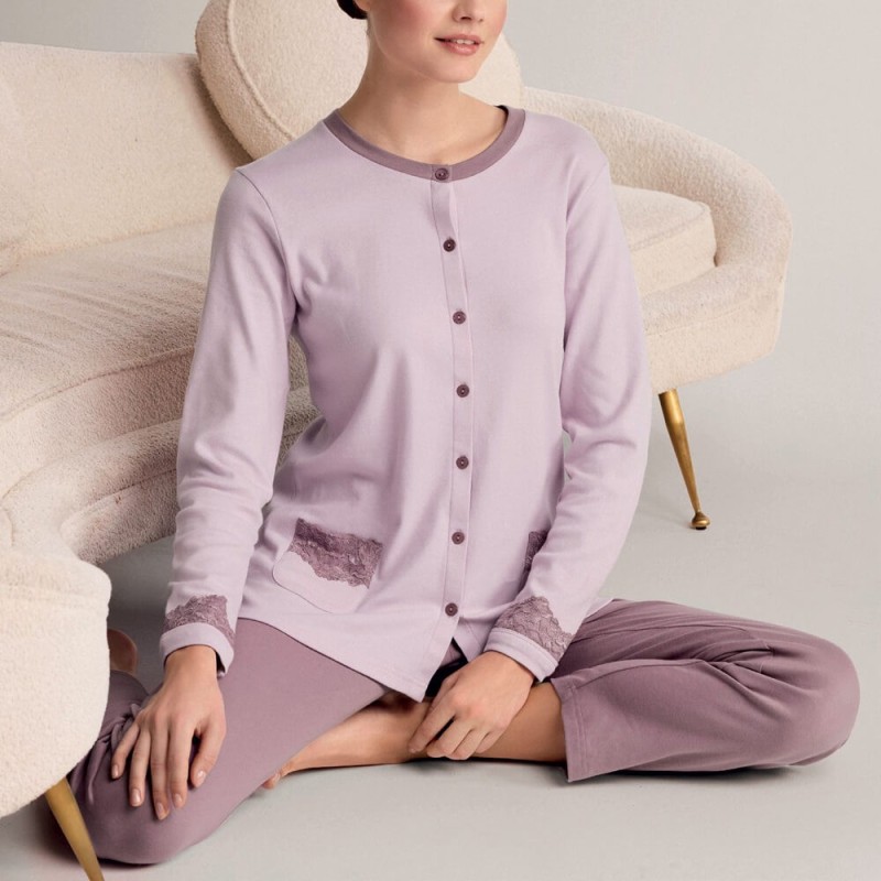 Pigiama donna aperto caldocotone interlock Infiore ADY654633