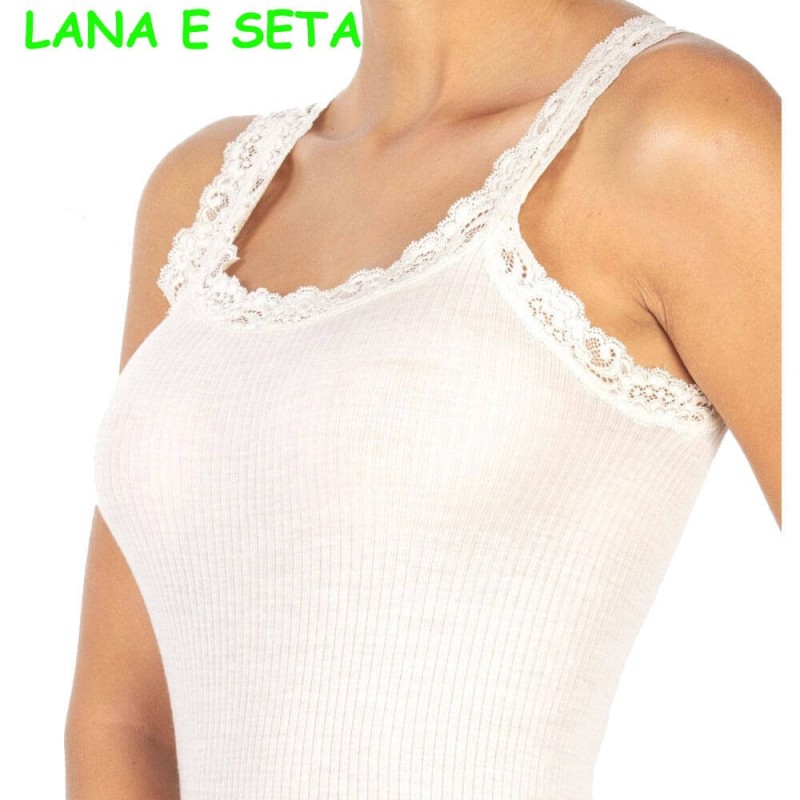 EGI TOP DONNA LANA E SETA SPALLINA STRETTA 1491