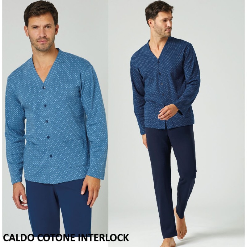 Pigiama uomo aperto caldocotone interlock Il Granchio GP2125/A