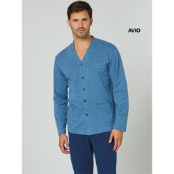 Pigiama uomo aperto caldocotone interlock Il Granchio GP2125/A