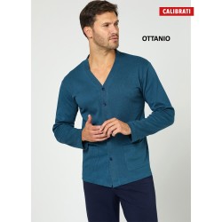 Pigiama uomo taglie forti aperto caldocotone interlock Il Granchio GP2124/AC