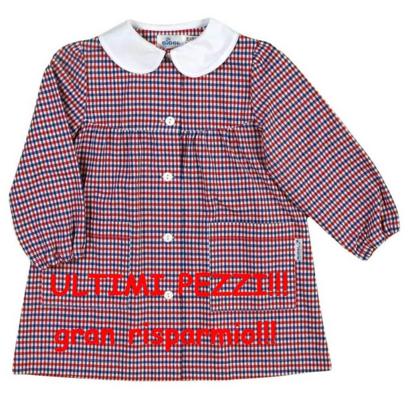 Grembiule asilo quadro rosso blu bimba Siggi
