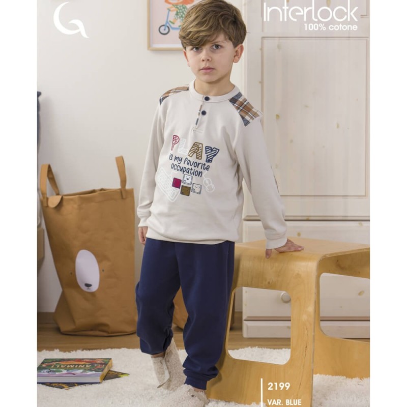 Pigiama bimbo 3/7 anni caldocotone interlock Gary 2199