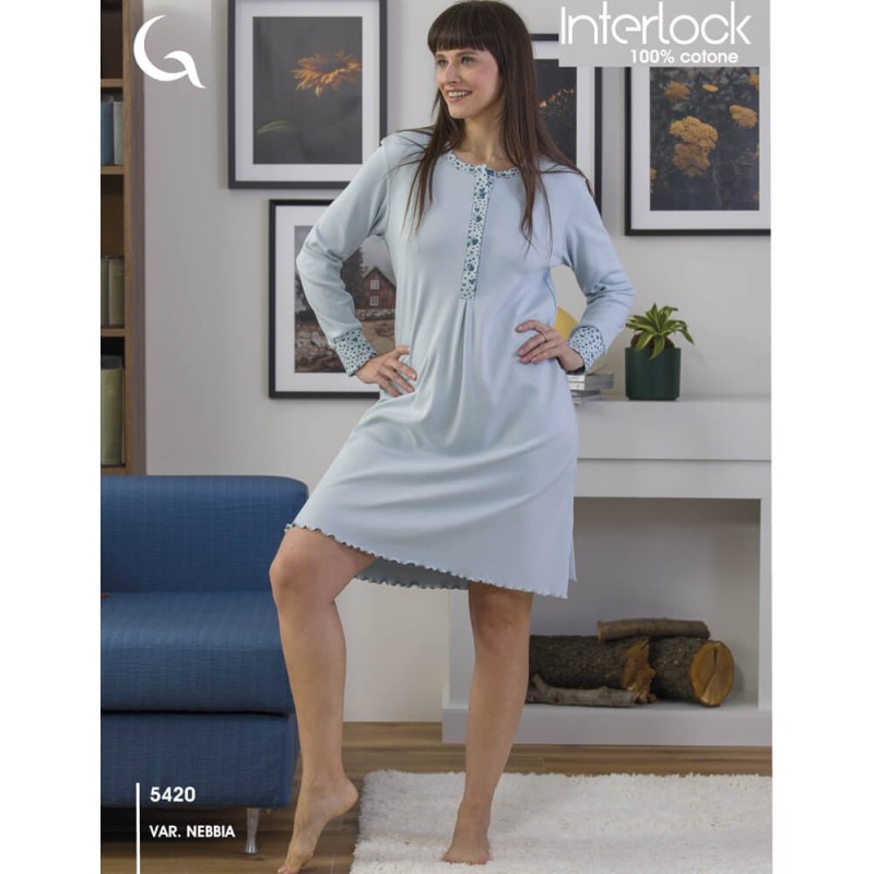 Camicia da notte donna caldocotone interlock Gary 5420
