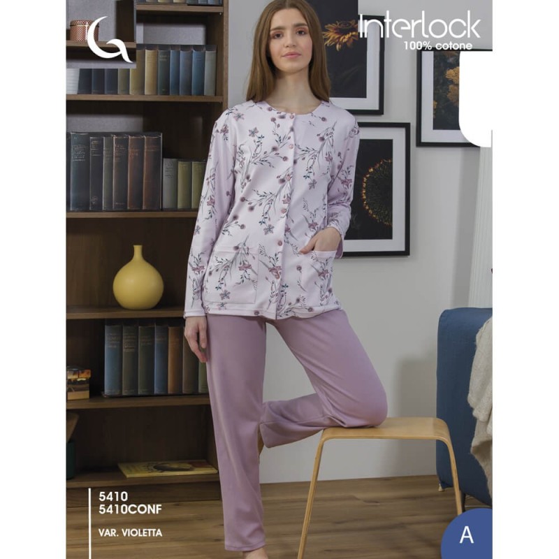 Pigiama donna aperto caldocotone interlock Gary 5410