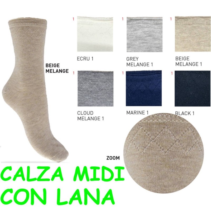 Calza donna midi con lana Enrico Coveri Chloe 3Ass - 6 paia