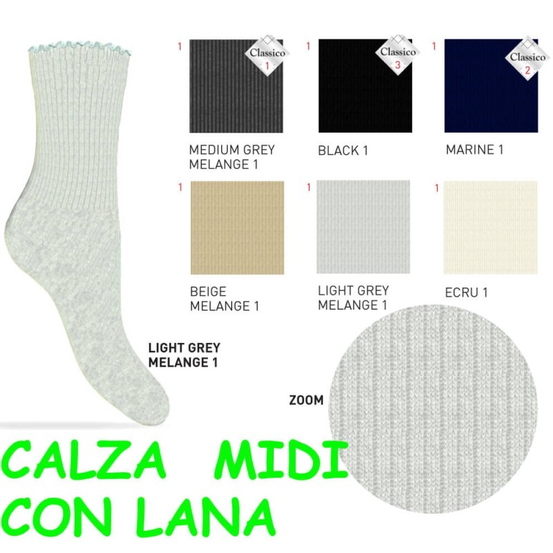 Calza donna midi con lana Enrico Coveri Chloe 2Ass - 6 paia