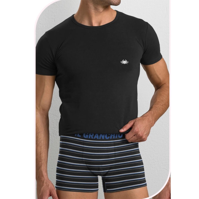 Coordinato uomo boxer e t-shirt Il granchio GC1352 nero
