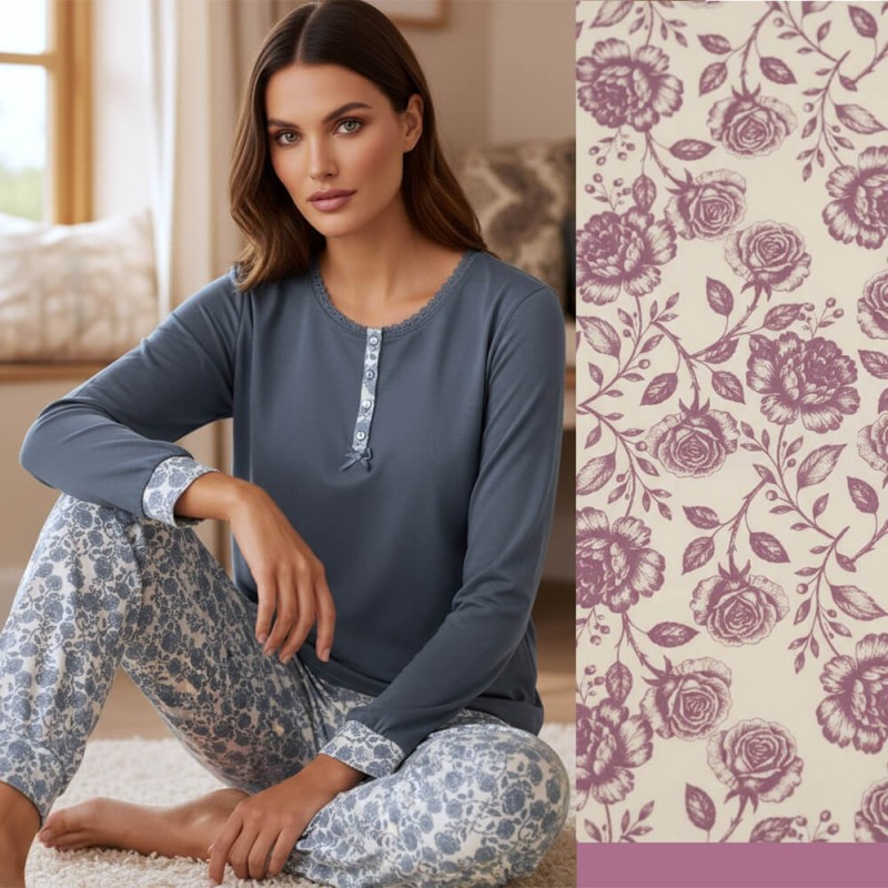 Pigiama donna caldocotone interlock Karel KI1034