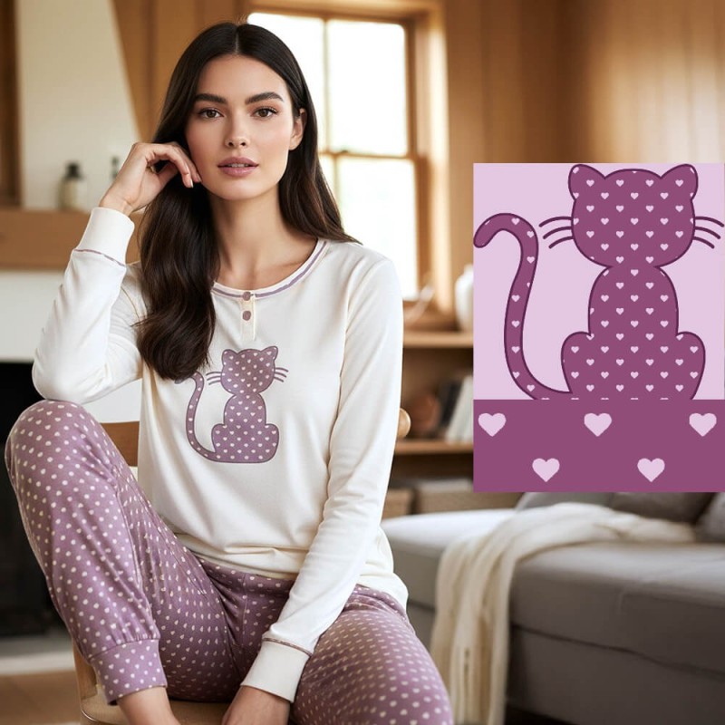 Pigiama donna caldocotone interlock Karel KI1075