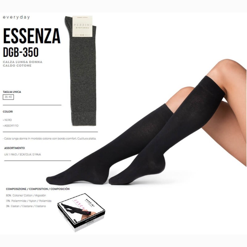 Calza donna lunga caldocotone Pezzini DGB350 Essenza - 12 paia