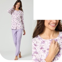 Pigiama donna aperto caldocotone interlock Il Granchio GP6140/A