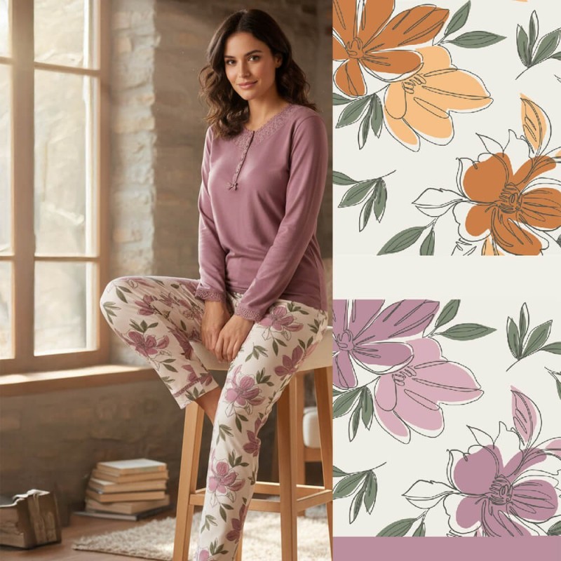 Pigiama donna caldocotone interlock Karel KI1029