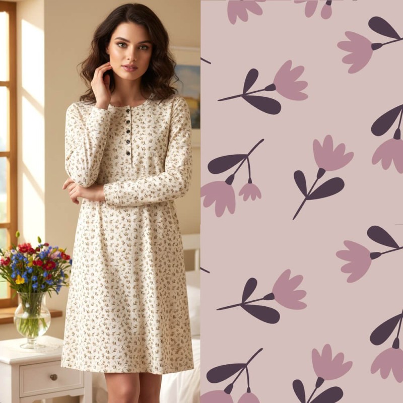 Camicia da notte taglie forti caldocotone interlock Karel KI1016
