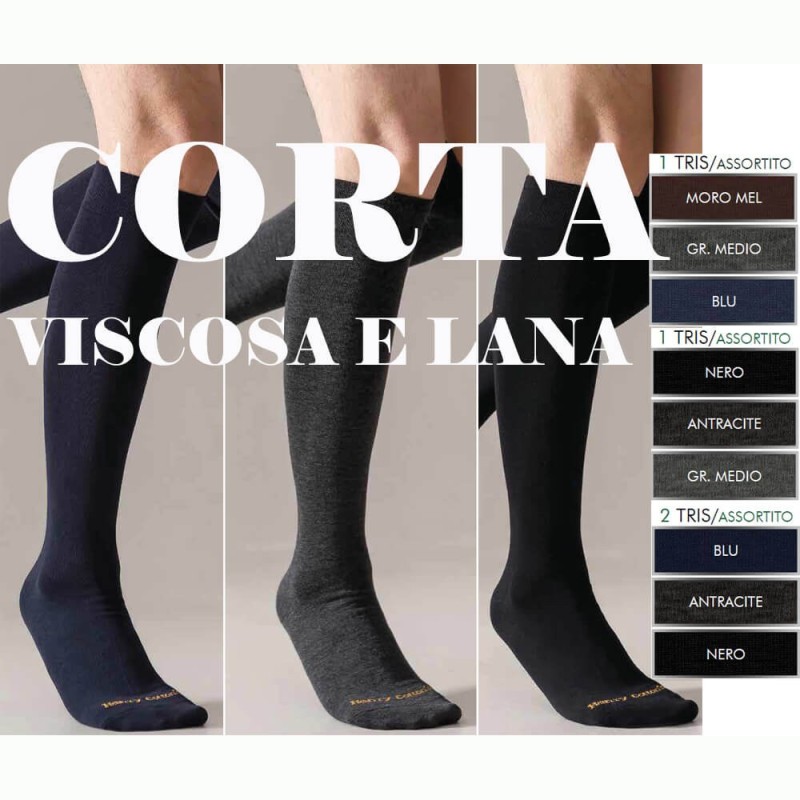 Calza uomo corta viscosa e lana Henry Cotton's HV102 - 12 paia