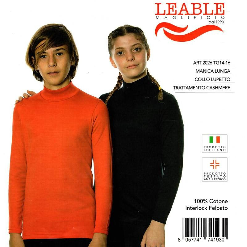 LEABLE LUPETTO RAGAZZI COTONE INTERLOCK 2026